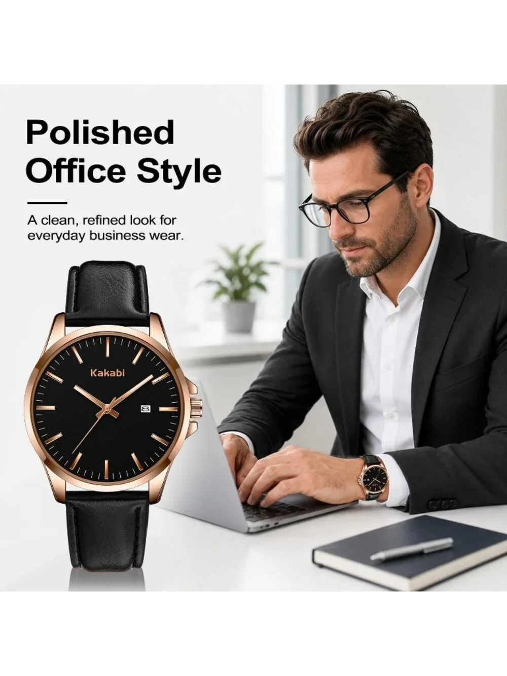 Men's Black Minimalist Fashion Leather Strap Classic Analog Quartz Wrist Watch